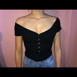 Black button bodysuit